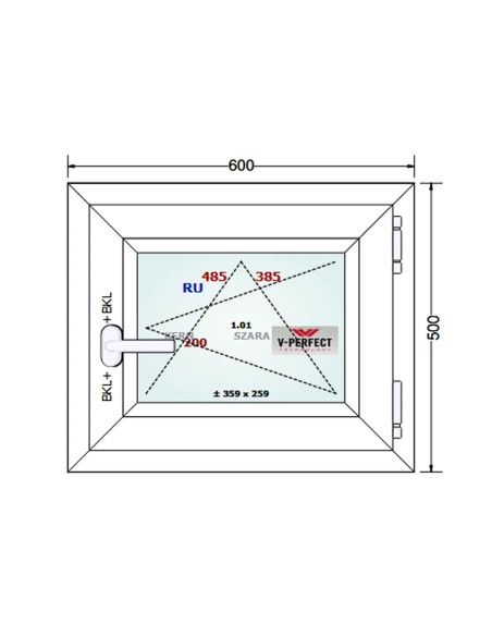 Kunststofffenster PVC Fenster 60 x 50 cm DREH/KIPP - Schüco LivIng 82