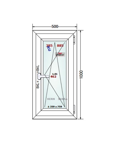 Kunststofffenster PVC Fenster 50 x 100 cm DREH/KIPP - Schüco LivIng 82