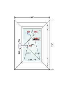 Kunststofffenster PVC Fenster 50 x 70 cm DREH/KIPP - Schüco LivIng 82 2