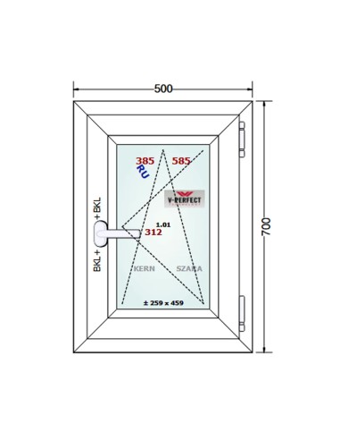 Kunststofffenster PVC Fenster 50 x 70 cm DREH/KIPP - Schüco LivIng 82