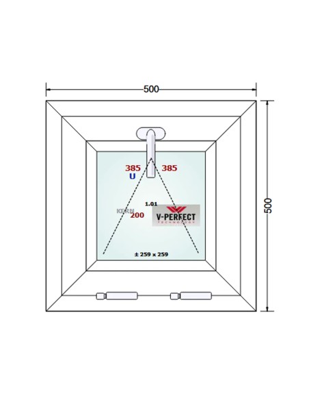 Kunststofffenster PVC Fenster 50 x 50 cm KIPP - Schüco LivIng 82