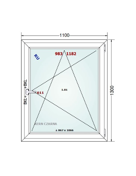 Kunststofffenster PVC Fenster 110 x 130 cm DREH/KIPP - Gealan S 8000