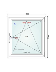 Kunststofffenster PVC Fenster 100 x 110 cm DREH/KIPP - Gealan S 8000 2