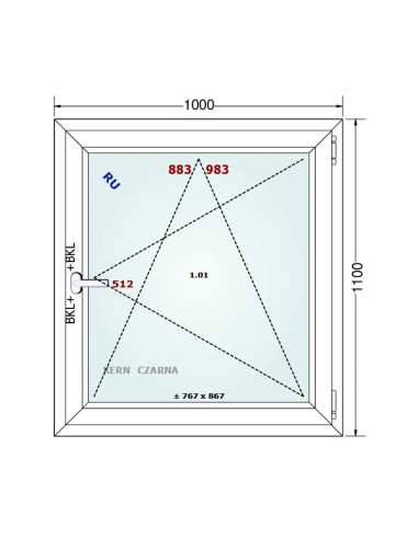 Kunststofffenster PVC Fenster 100 x 110 cm DREH/KIPP - Gealan S 8000