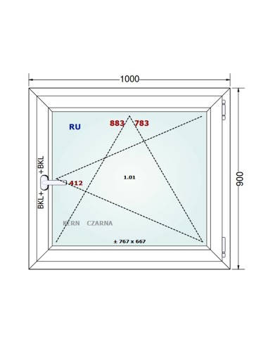 Kunststofffenster PVC Fenster 100 x 90 cm DREH/KIPP - Gealan S 8000