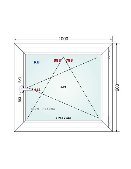 Kunststofffenster PVC Fenster 100 x 90 cm DREH/KIPP - Gealan S 8000