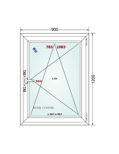 Kunststofffenster PVC Fenster 90 x 120 cm DREH/KIPP - Gealan S 8000