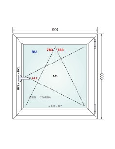 Kunststofffenster PVC Fenster 90 x 90 cm DREH/KIPP - Gealan S 8000 2