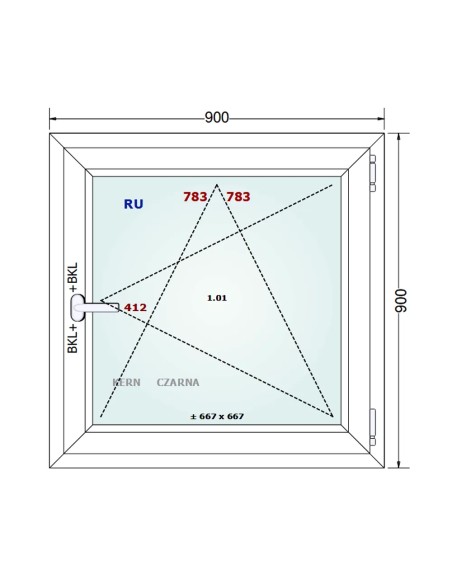 Kunststofffenster PVC Fenster 90 x 90 cm DREH/KIPP - Gealan S 8000