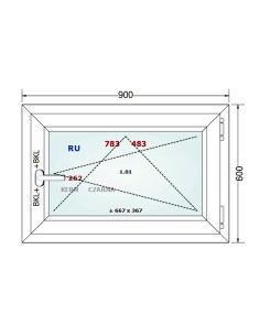 Kunststofffenster PVC Fenster 90 x 60 cm DREH/KIPP - Gealan S 8000 2
