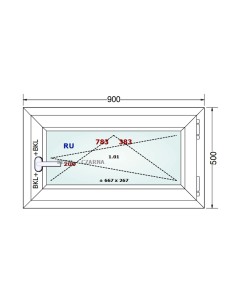 Kunststofffenster PVC Fenster 90 x 50 cm DREH/KIPP - Gealan S 8000 2