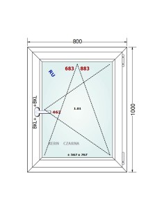 Kunststofffenster PVC Fenster 80 x 100 cm DREH/KIPP - Gealan S 8000 2