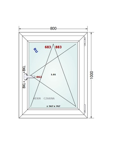 Kunststofffenster PVC Fenster 80 x 100 cm DREH/KIPP - Gealan S 8000