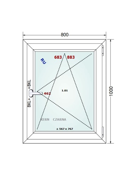 Kunststofffenster PVC Fenster 80 x 100 cm DREH/KIPP - Gealan S 8000