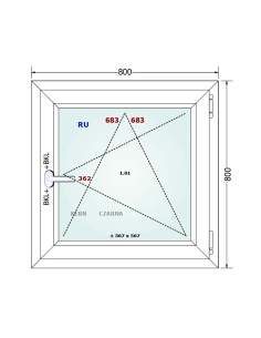 Kunststofffenster PVC Fenster 80 x 80 cm DREH/KIPP - Gealan S 8000 2