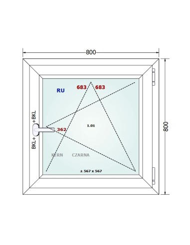 Kunststofffenster PVC Fenster 80 x 80 cm DREH/KIPP - Gealan S 8000