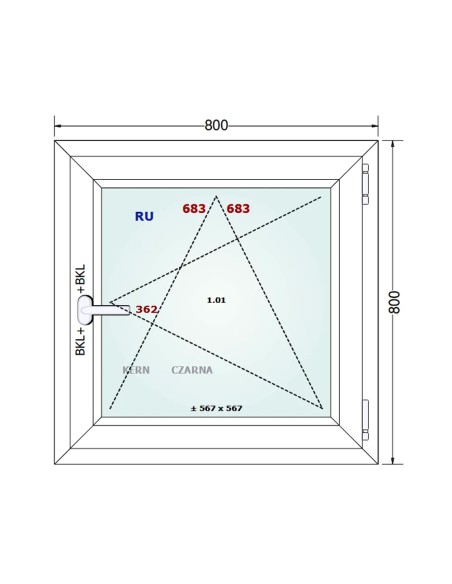 Kunststofffenster PVC Fenster 80 x 80 cm DREH/KIPP - Gealan S 8000