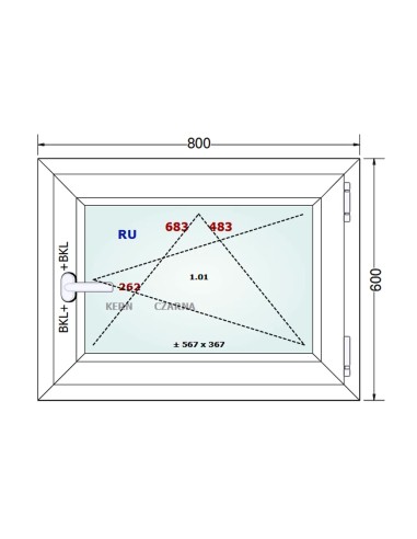 Kunststofffenster PVC Fenster 80 x 60 cm DREH/KIPP - Gealan S 8000