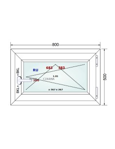 Kunststofffenster PVC Fenster 80 x 50 cm DREH/KIPP - Gealan S 8000 2