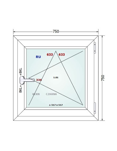 Kunststofffenster PVC Fenster 75 x 75 cm DREH/KIPP - Gealan S 8000