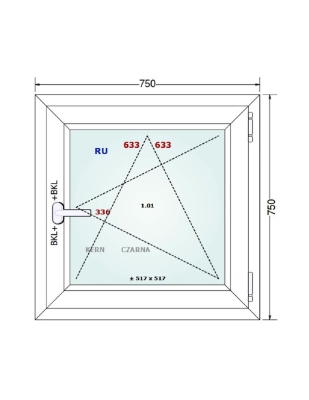 Kunststofffenster PVC Fenster 75 x 75 cm DREH/KIPP - Gealan S 8000