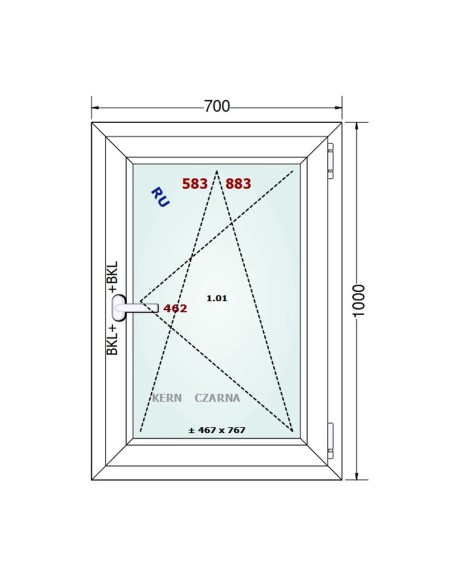 Kunststofffenster PVC Fenster 70 x 100 cm DREH/KIPP - Gealan S 8000