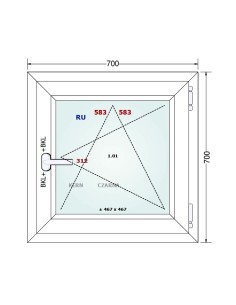 Kunststofffenster PVC Fenster 70 x 70 cm DREH/KIPP - Gealan S 8000 2