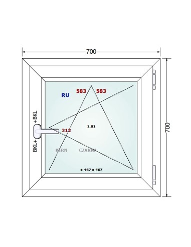 Kunststofffenster PVC Fenster 70 x 70 cm DREH/KIPP - Gealan S 8000