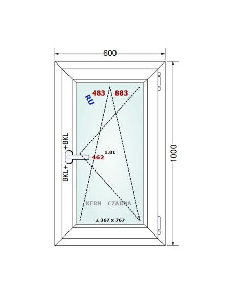 Kunststofffenster PVC Fenster 60 x 100 cm DREH/KIPP - Gealan S 8000