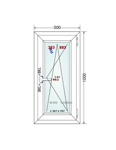 Kunststofffenster PVC Fenster 50 x 100 cm DREH/KIPP - Gealan S 8000