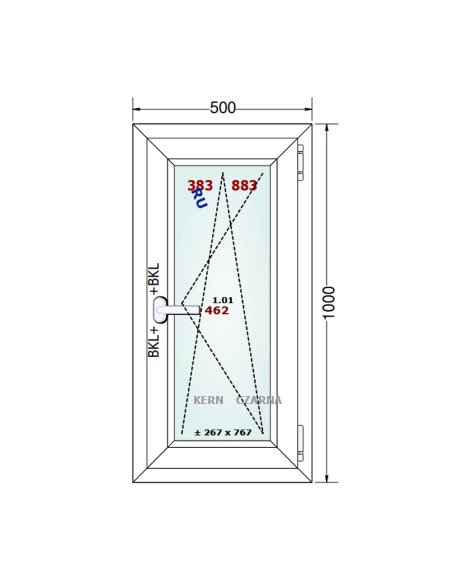 Kunststofffenster PVC Fenster 50 x 100 cm DREH/KIPP - Gealan S 8000