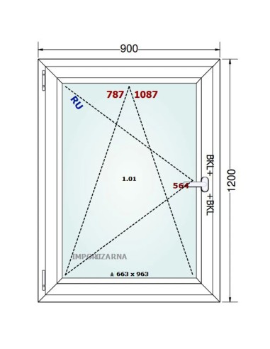 Kunststofffenster PVC Fenster 90 x 120 cm DREH/KIPP Gealan S 9000