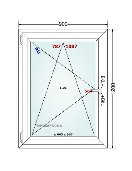 Kunststofffenster PVC Fenster 90 x 120 cm DREH/KIPP Gealan S 9000
