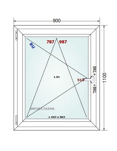 Kunststofffenster PVC Fenster 90 x 110 cm DREH/KIPP Gealan S 9000