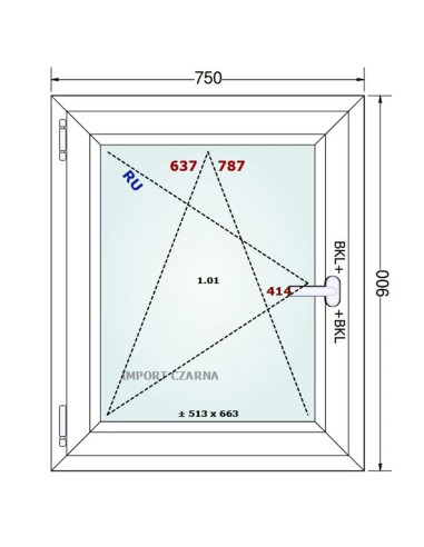 Kunststofffenster PVC Fenster 75 x 90 cm DREH/KIPP Gealan S 9000