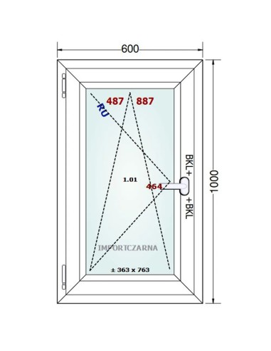 Kunststofffenster PVC Fenster 60 x 100 cm DREH/KIPP Gealan S 9000