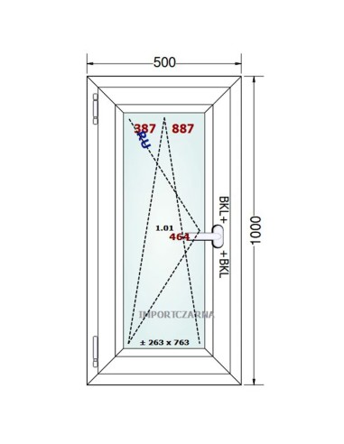 Kunststofffenster PVC Fenster 50 x 100 cm DREH/KIPP Gealan S 9000