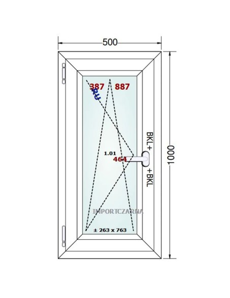 Kunststofffenster PVC Fenster 50 x 100 cm DREH/KIPP Gealan S 9000