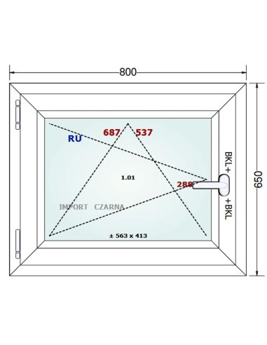 Kunststofffenster PVC Fenster 80 x 65 cm DREH/KIPP Gealan S 9000