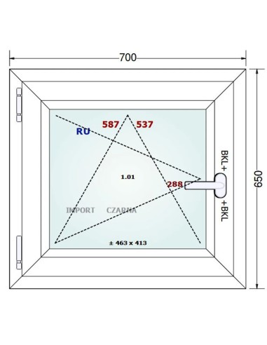 Kunststofffenster PVC Fenster 70 x 65 cm DREH/KIPP Gealan S 9000