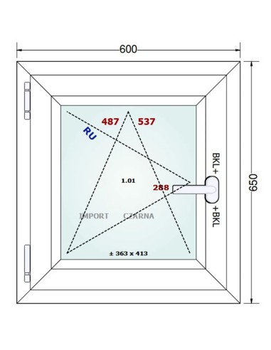Kunststofffenster PVC Fenster 60 x 65 cm DREH/KIPP Gealan S 9000