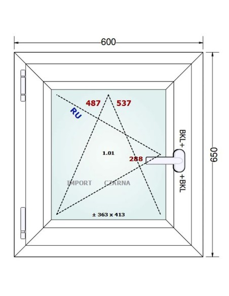 Kunststofffenster PVC Fenster 60 x 65 cm DREH/KIPP Gealan S 9000