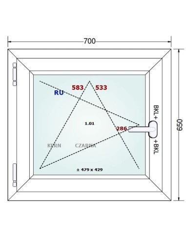 Kunststofffenster PVC Fenster 70 x 65 cm DREH/KIPP Gealan Linear