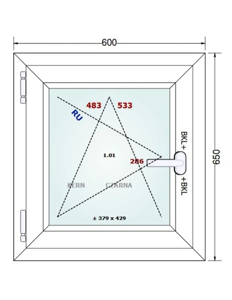 Kunststofffenster PVC Fenster 60 x 65 cm DREH/KIPP Gealan Linear