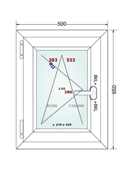 Kunststofffenster PVC Fenster 50 x 65 cm DREH/KIPP Gealan Linear