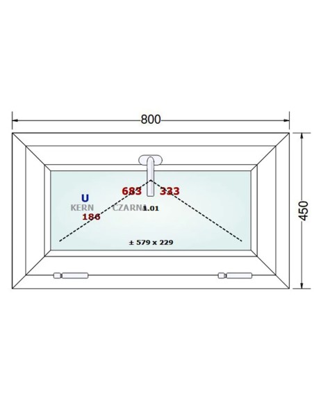 Kunststofffenster PVC Fenster 80 x 45 cm KIPP Gealan Linear
