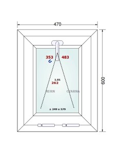 Kunststofffenster PVC Fenster 47 x 60 cm KIPP Gealan Linear 2