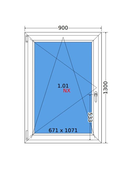 Kunststofffenster PVC Fenster 90 x 130 cm DREH/KIPP Decco EkoSun 6