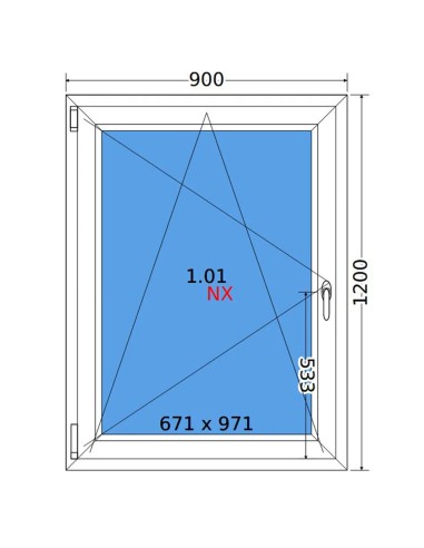 Kunststofffenster PVC Fenster 90 x 120 cm DREH/KIPP Decco EkoSun 6