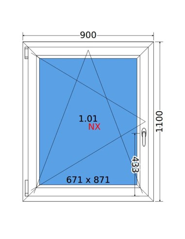 Kunststofffenster PVC Fenster 90 x 110 cm DREH/KIPP Decco EkoSun 6